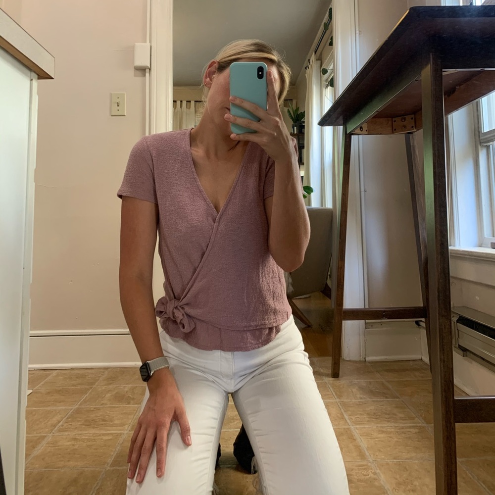 Madewell Front Tie Mauve Shirt